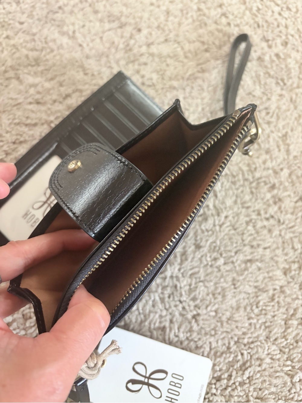 HOBO Black Leather Snap Closure Wallet - Picture 4 of 9